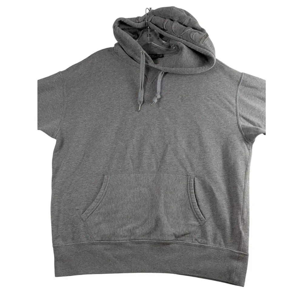 Polo‎ Ralph Lauren Mens Medium Pullover Sweatshirt Embroidered Hood Gray